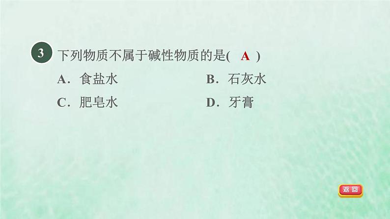 浙教版九年级科学上册第1章物质及其变化第2节物质的酸碱性习题课件05