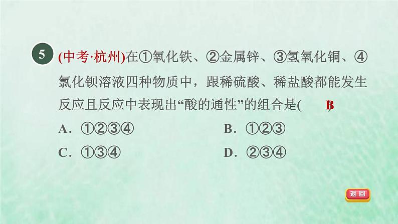 浙教版九年级科学上册第1章物质及其变化第3节常见的酸第2课时硫酸习题课件07