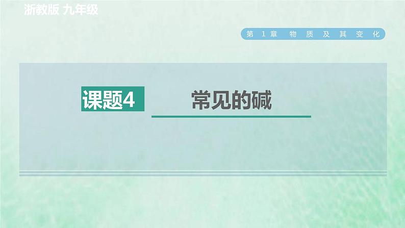 浙教版九年级科学上册第1章物质及其变化第4节常见的碱习题课件01