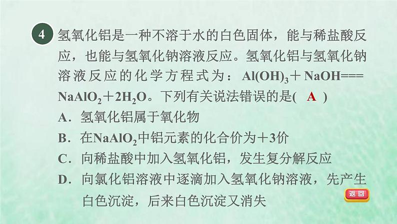 浙教版九年级科学上册第1章物质及其变化第4节常见的碱习题课件06