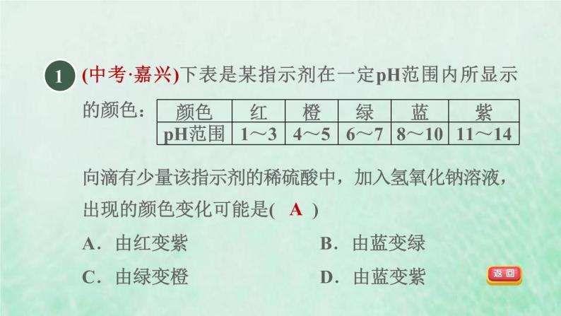 浙教版九年级科学上册第1章物质及其变化第5节酸和碱之间发生的反应习题课件03