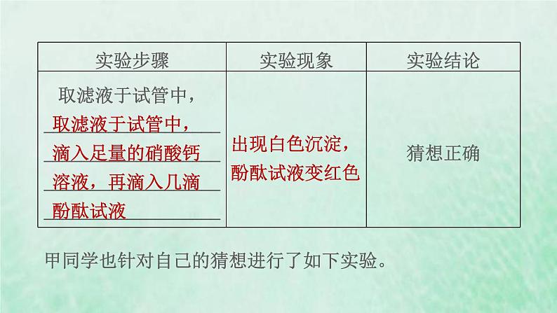 浙教版九年级科学上册第1章物质及其变化第6节几种重要的盐第4课时实验：碱和盐的性质习题课件第6页