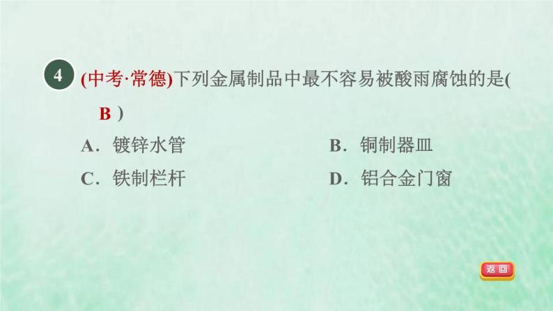 浙教版九年级科学上册第2章物质转化与材料利用第2节金属的化学性质第1课时金属与氧气的反应金属与酸的反应习题课件06