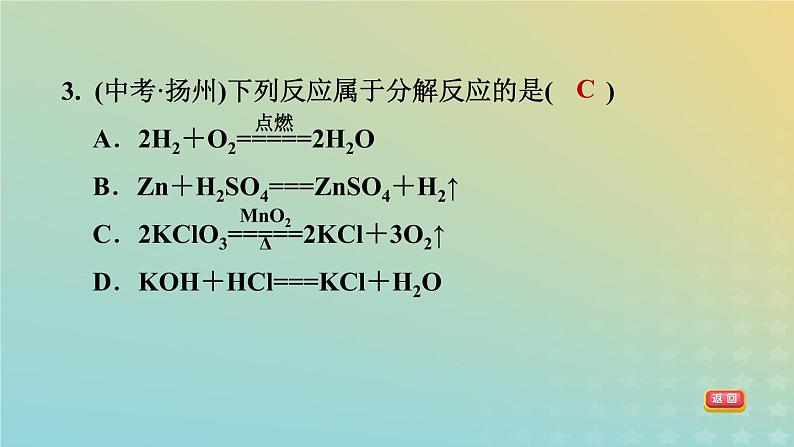 华东师大版九年级科学上册第1章化学反应2化合反应和分解反应习题课件05