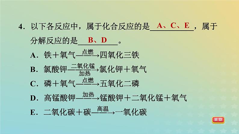 华东师大版九年级科学上册第1章化学反应2化合反应和分解反应习题课件06