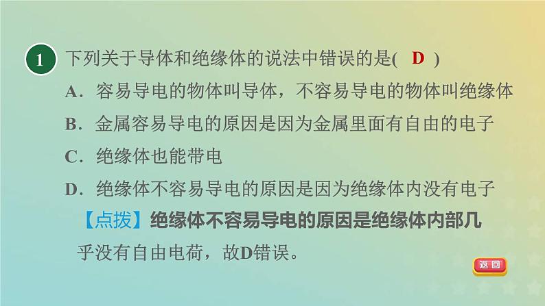 华东师大版八年级科学下册第4章电与电路2电路第1课时导体和绝缘体电路习题课件03