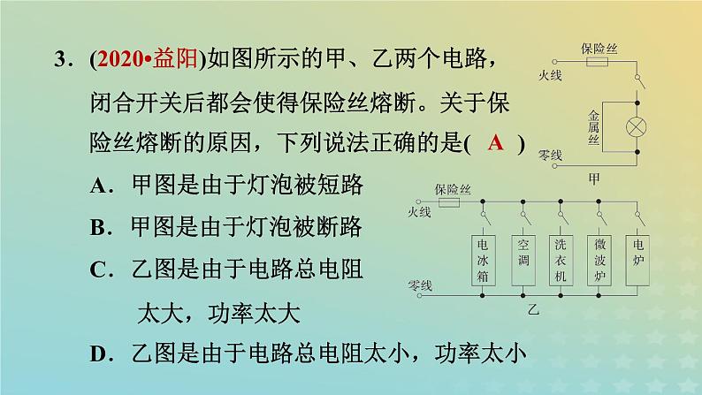 华东师大版九年级科学上册第6章电能专项训练二电路故障分析习题课件07