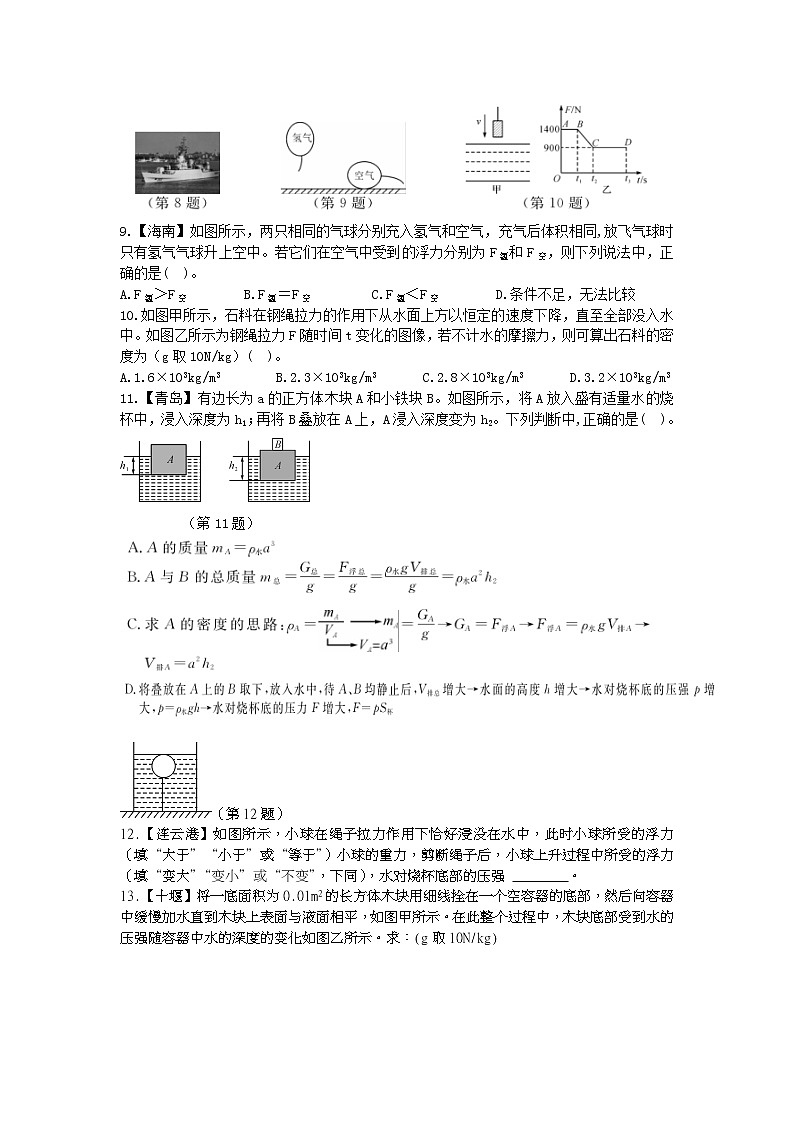 1.3 水的浮力（第3课时）同步练习第3页