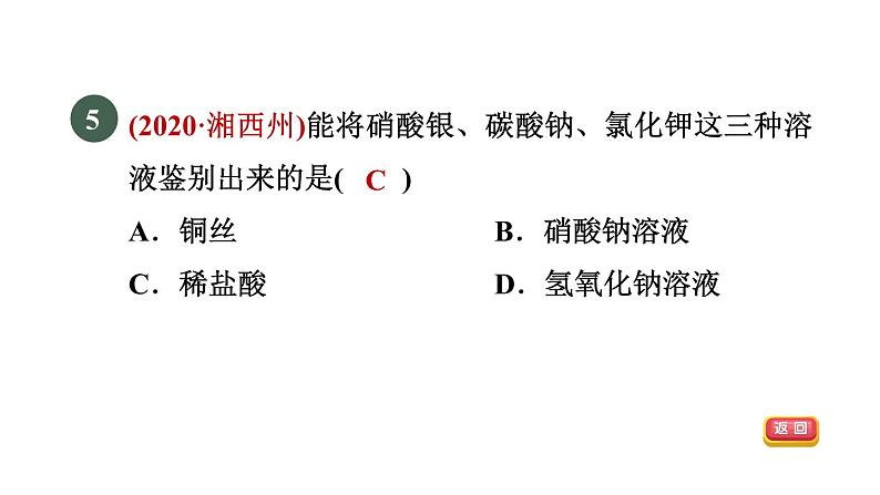 浙教版九年级科学上册第2章物质转化与材料利用专项训练二：物质的共存鉴别除杂习题课件07