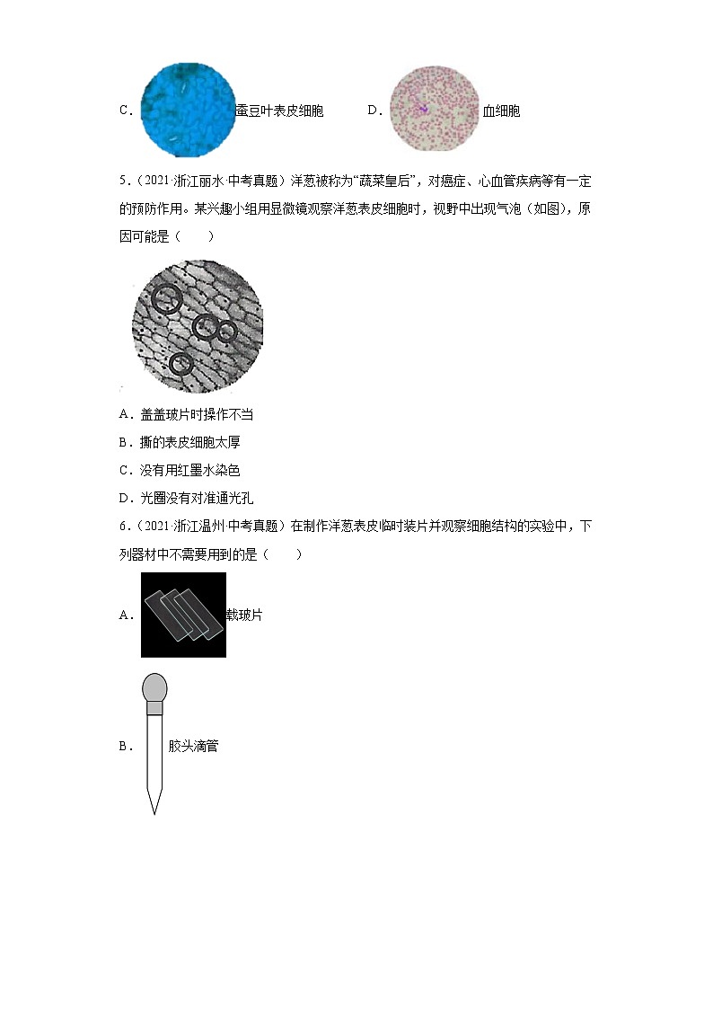 04细胞-浙江省各地区2020-2022中考科学真题汇编02