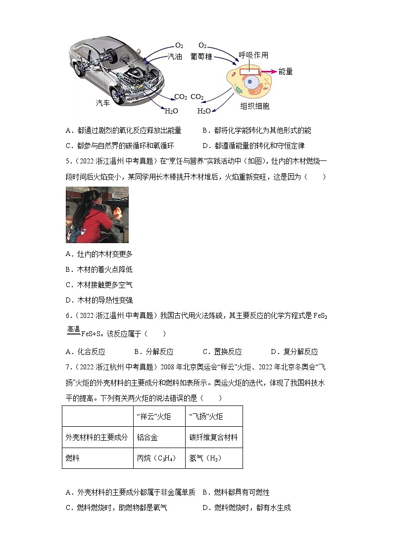 28常见的化学反应选择题-浙江省各地区2020-2022中考科学真题汇编第2页