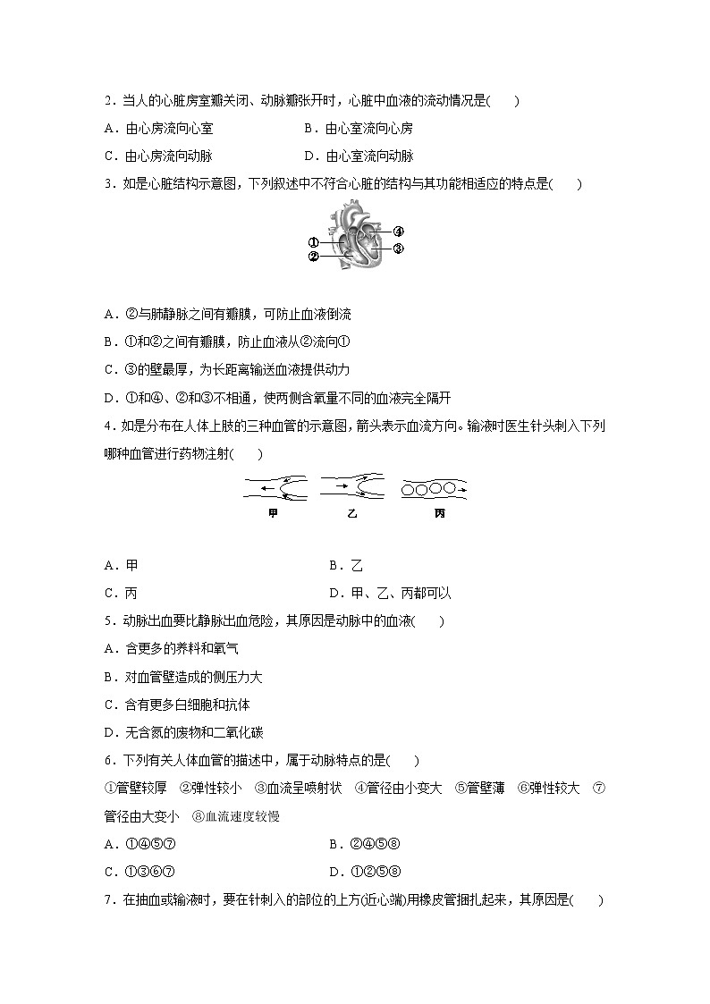 浙教版科学九年级上册同步提优训练：4.3   体内物质的运输   第2课时（含答案）02