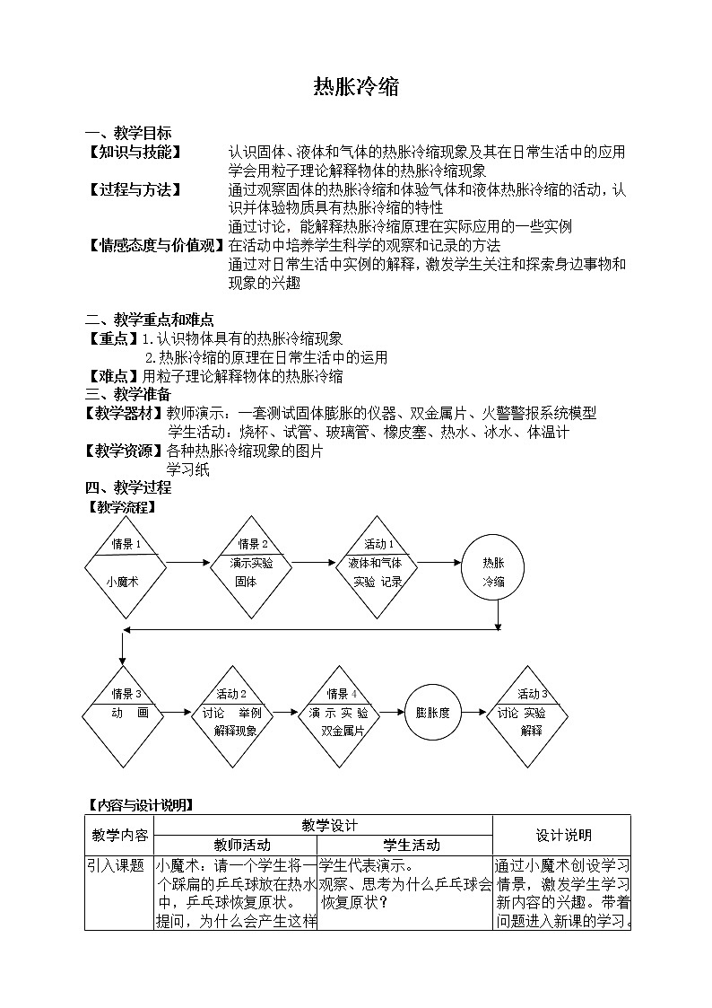 牛津上海版六上科学 第4章第10课时 热胀冷缩 教案01