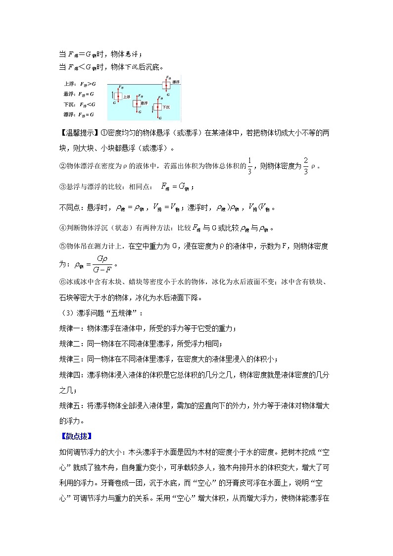 华师大版八年级科学上册 4.1 物体沉浮条件及其应用 同步训练 (原卷+ 解析卷)02
