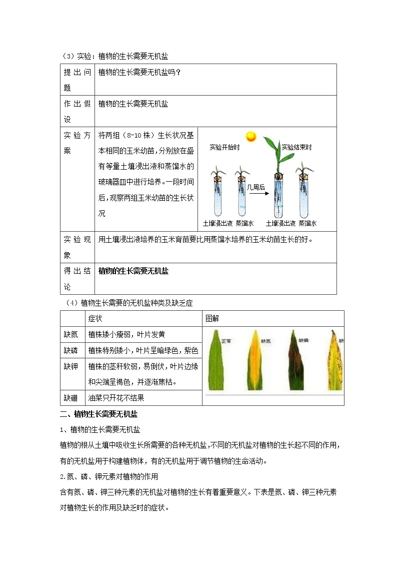 华师大版八年级科学上册 3 无机盐在植物体中的代谢 同步训练 (原卷+ 解析卷)02