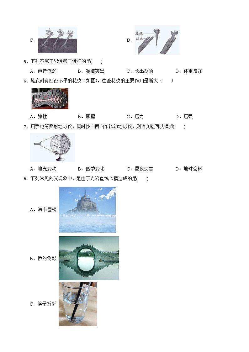 浙江省台州市仙居县2021-2022学年七年级下学期期末考试科学试题第2页
