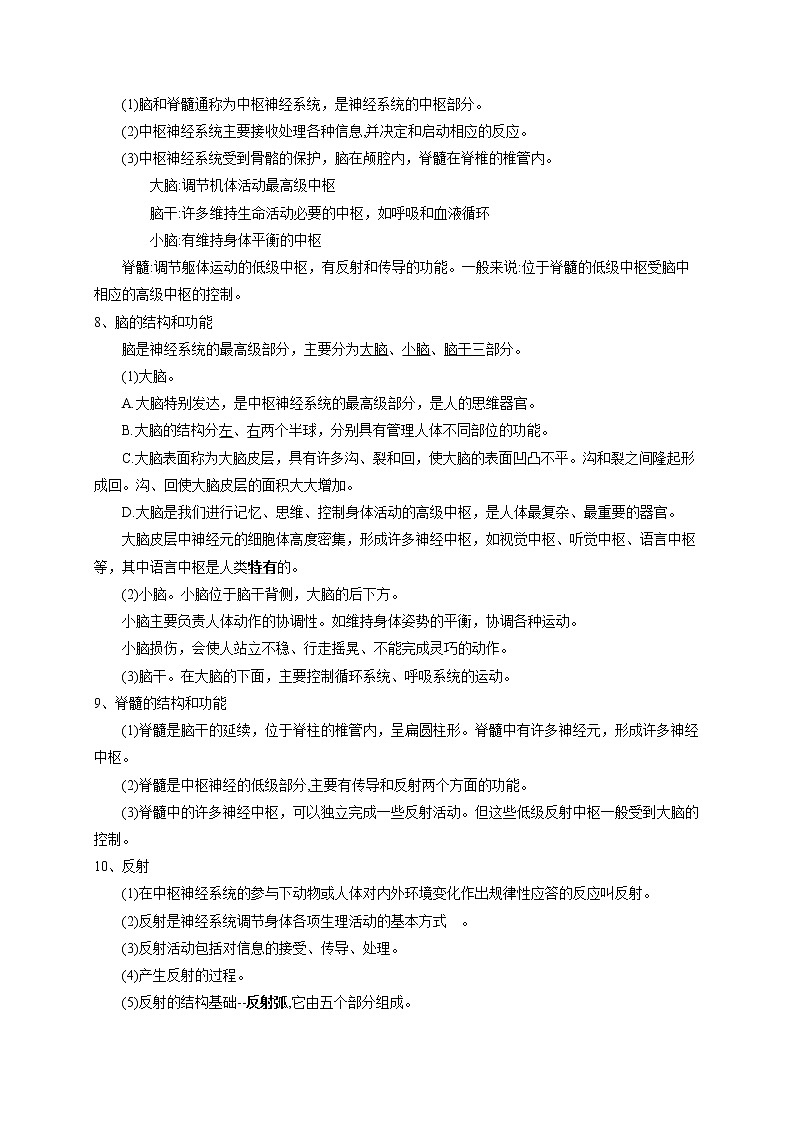 3.3 神经调节- 2022-2023学年八年级上册科学同步精品讲义（浙教版）02