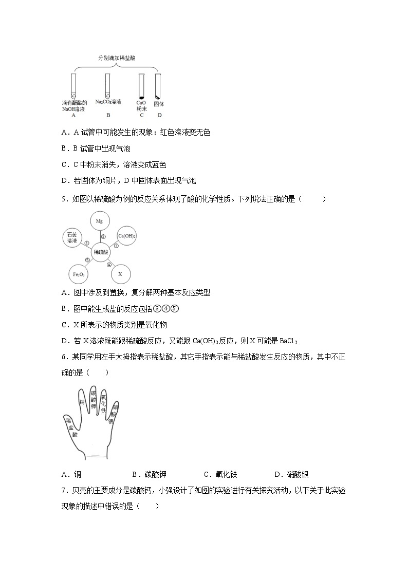 1.3常见的酸（练习）-2022-2023学年九年级上册科学讲练课堂（浙教版）02