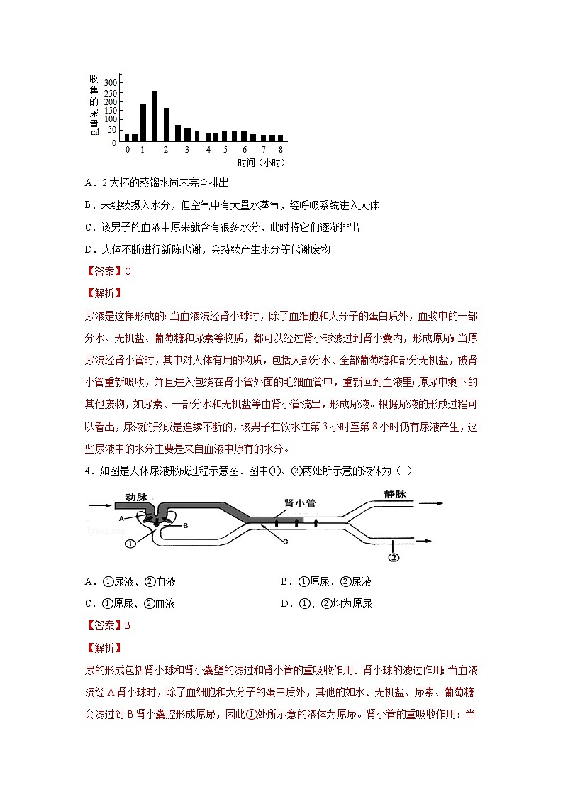 4.5体内物质的动态平衡（练习）-2022-2023学年九年级上册科学讲练课堂（浙教版）03