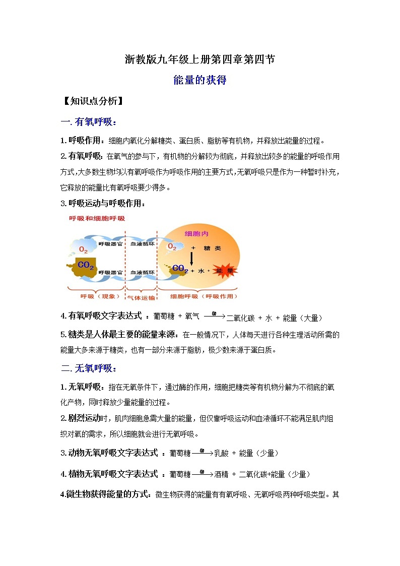 4.4能量的获得（讲义）-2022-2023学年九年级上册科学讲练课堂（浙教版）01
