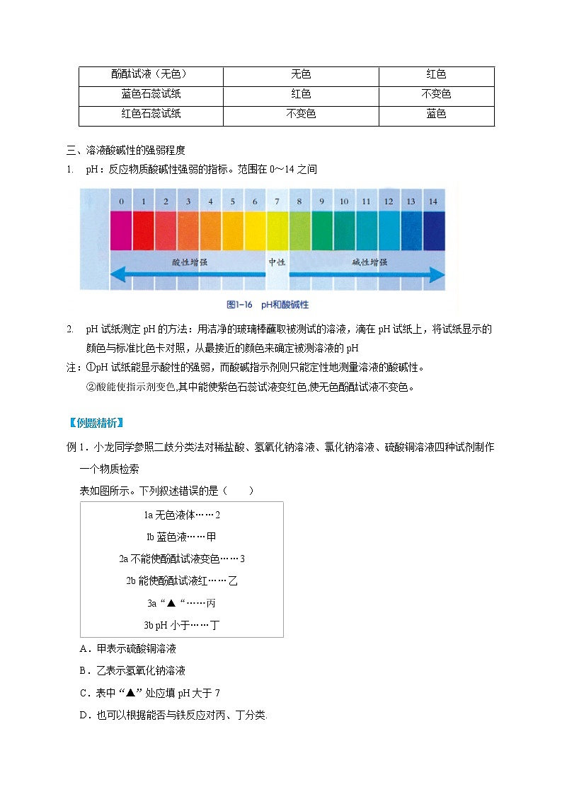 1.2 物质的酸碱性-2022-2023学年科学九年级上册同步备课讲练测（浙教版）02