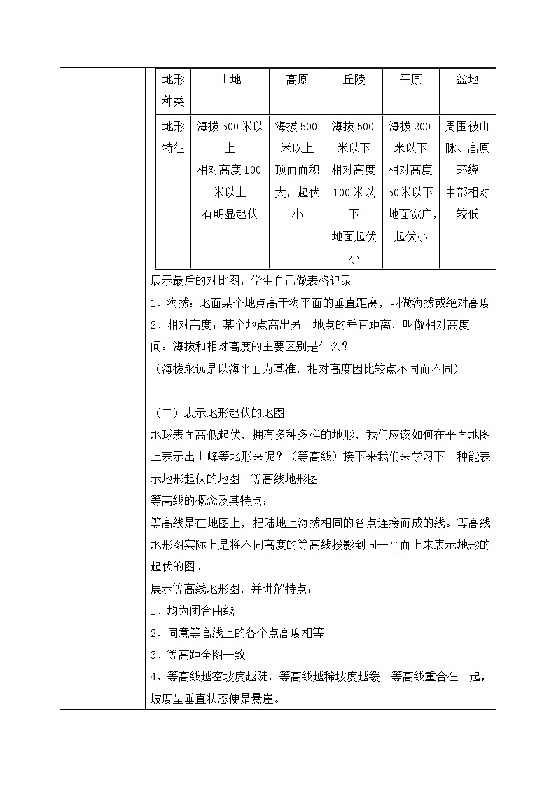 浙教版科学七年级上3.7《地形和地形图》课件+教案+同步练习02