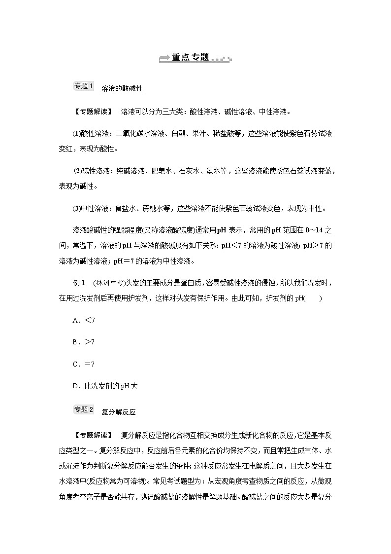 浙教版九年级科学上册章节复习 第一章本章复习02