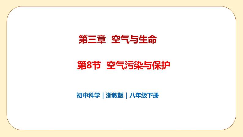 浙教版科学 八年级下册 3.8 空气污染与保护 （课件+练习）01