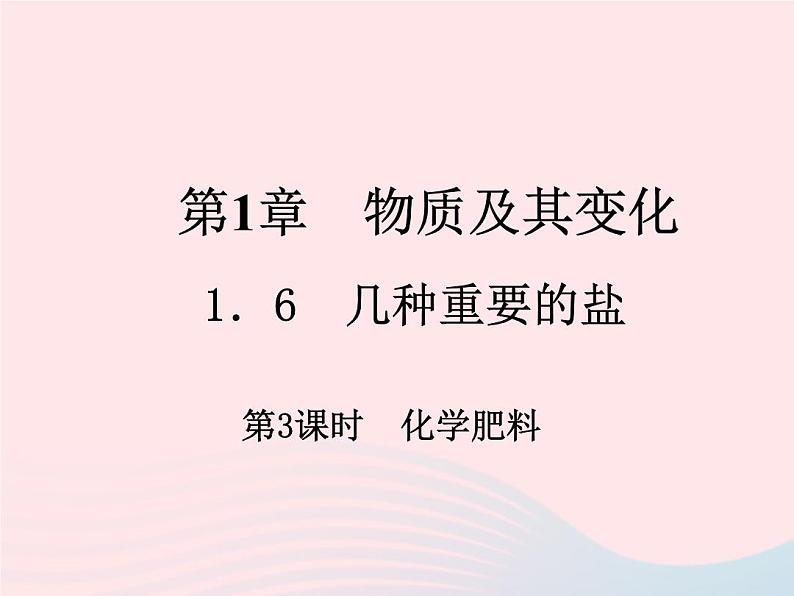 2022—2023学年新版浙教版九年级科学上册第1章物质及其变化1.6几种重要的盐（课件+提优手册）01