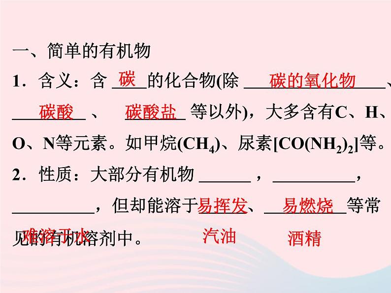 2022—2023学年新版浙教版九年级科学上册第2章物质转化与材料利用2.3有机物和有机合成材料（课件+提优手册）02