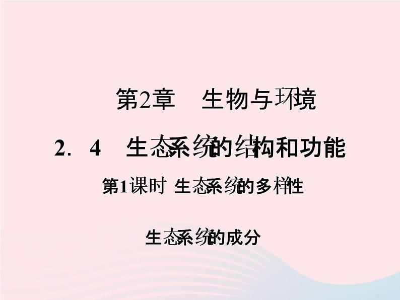 2021—2022学年新版浙教版九年级科学下册第2章生物与环境2.4生态系统的结构和功能（课件+提优手册）01