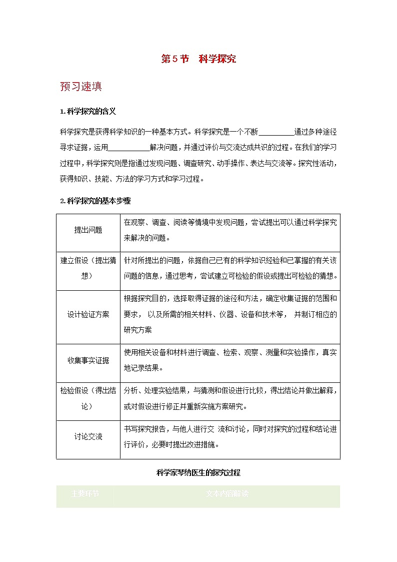 浙教版科学7年级上册 第1章 第5节  科学探究 PPT课件+教案+习题01