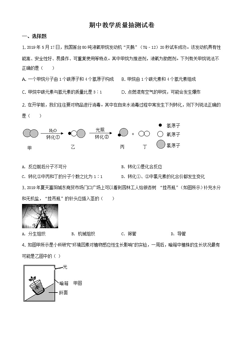 浙教版科学九年级上册  期中测试卷401