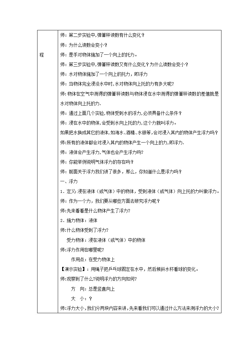 初中科学浙教版八年级上册 第一章 水的浮力 教案第2页