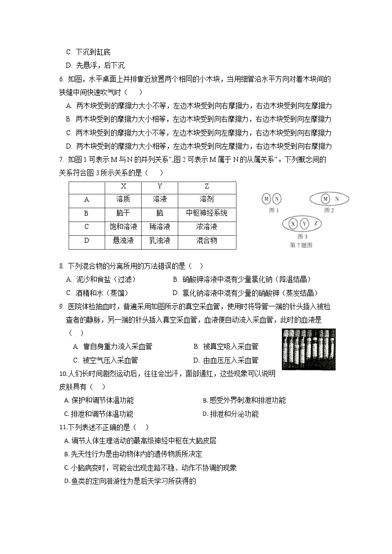 浙江省温州市鹿城区2022-2023学年八年级上册科学期末教学质量调研模拟卷02