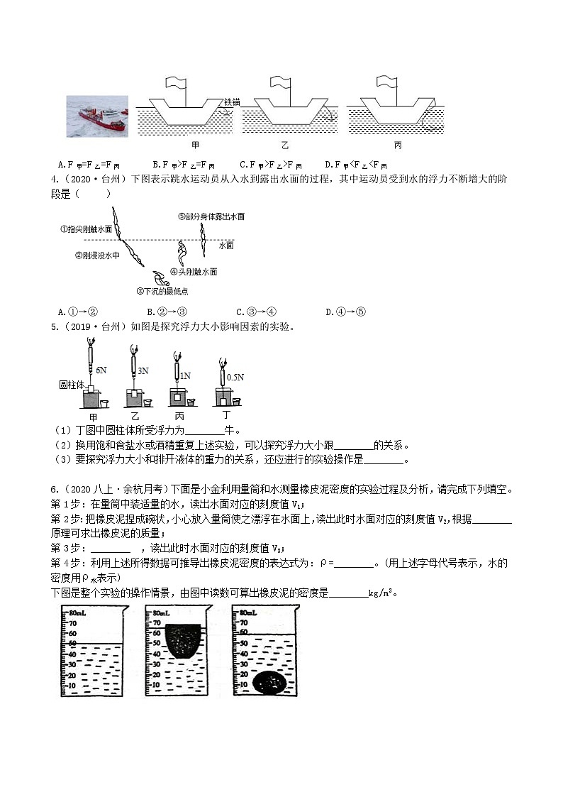 【寒假培优】2 浮力（原卷+答案版）—2021届浙教版中考科学重难点专题集训02