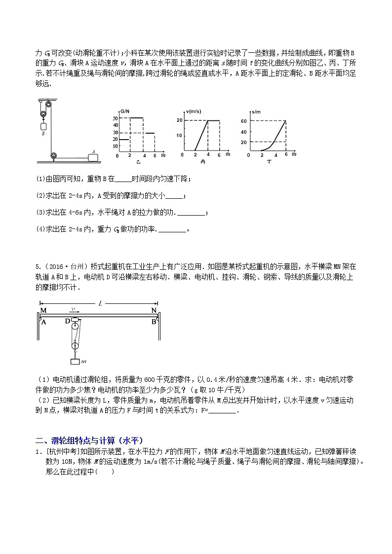 【寒假培优】4 简单机械-滑轮与斜面（原卷+答案版）—2021届浙教版中考科学重难点专题集训02