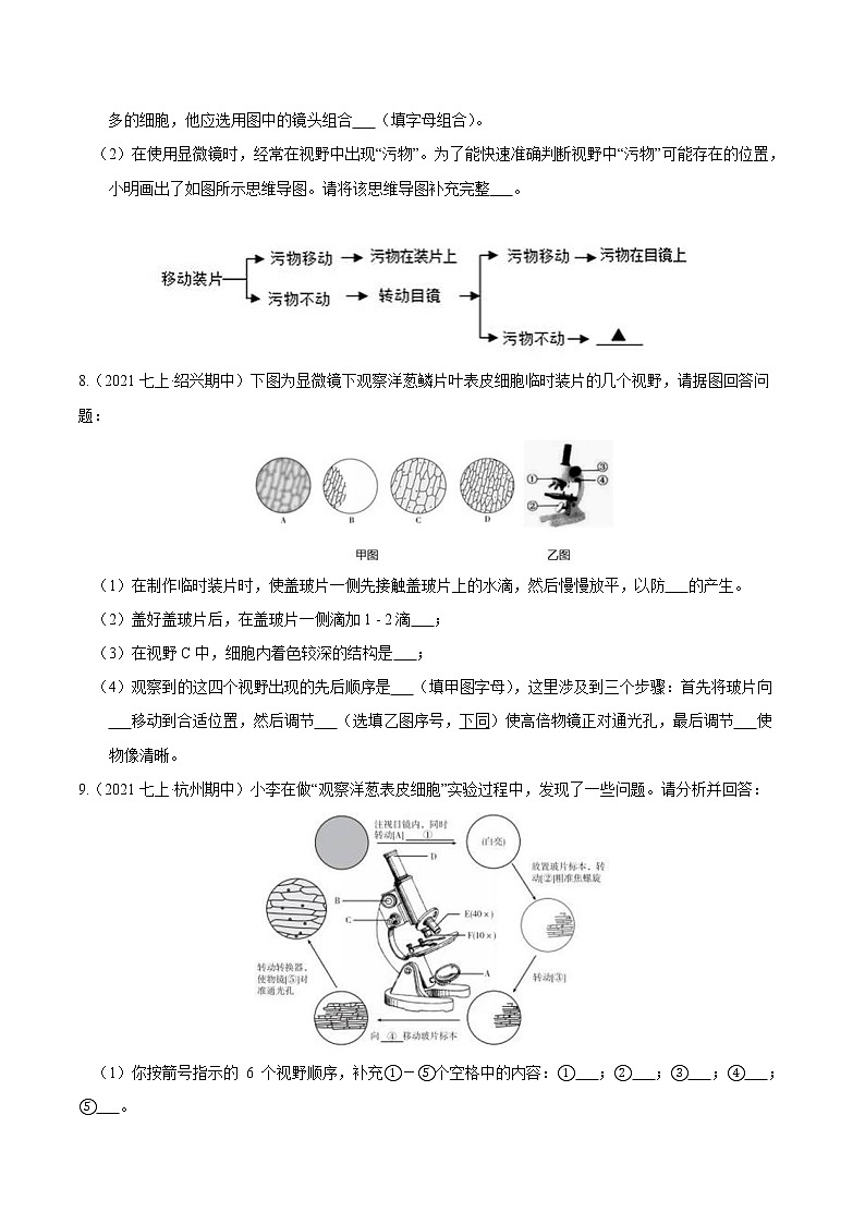 【期末培优冲刺】2022-2023学年 浙教版科学七年级上册-专题03《细胞与生物体的结构层次》期末培优03