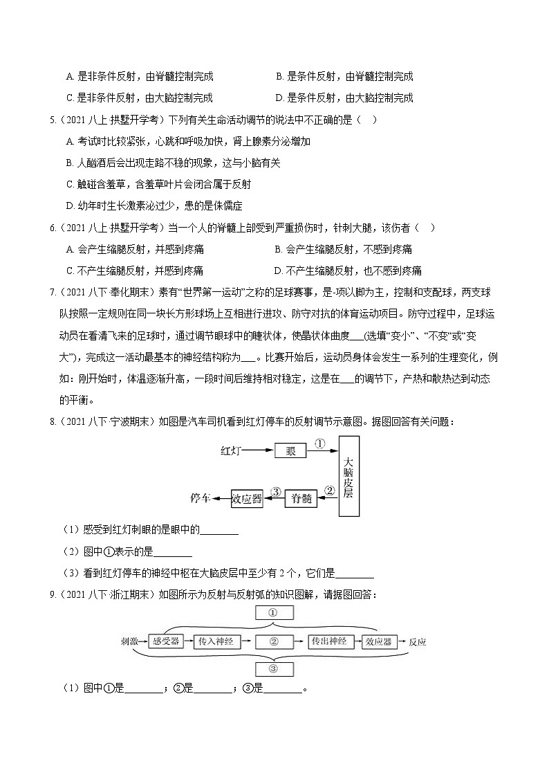 专题07 神经调节、动物行为、体温调节（原卷版）第2页