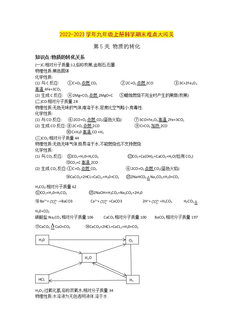 【期末难点闯关】2022-2023学年 浙教版科学 九年级上学期-第5关《物质的转化(工业流程)》期末备考复习 试卷01