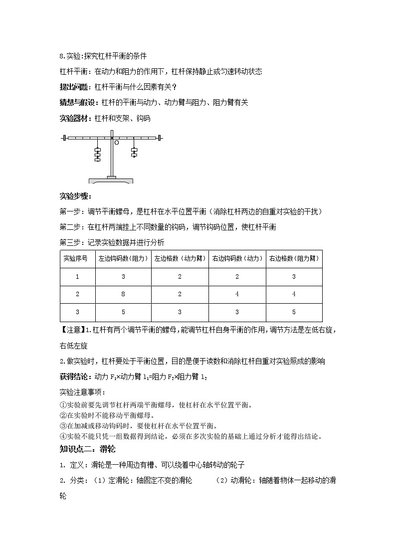 【期末难点闯关】2022-2023学年 浙教版科学 九年级上学期-第9关《杠杆与滑轮》期末备考复习 试卷03