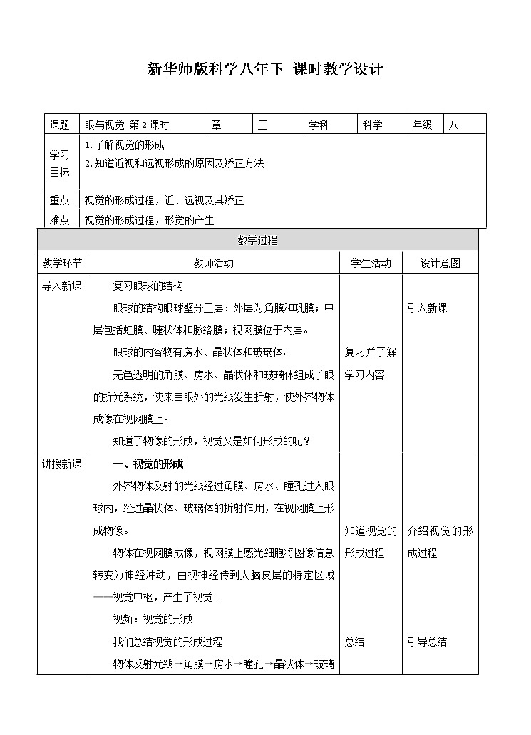 第3章第1节眼与视觉 第二课时（课件+教案+练习+视频）01