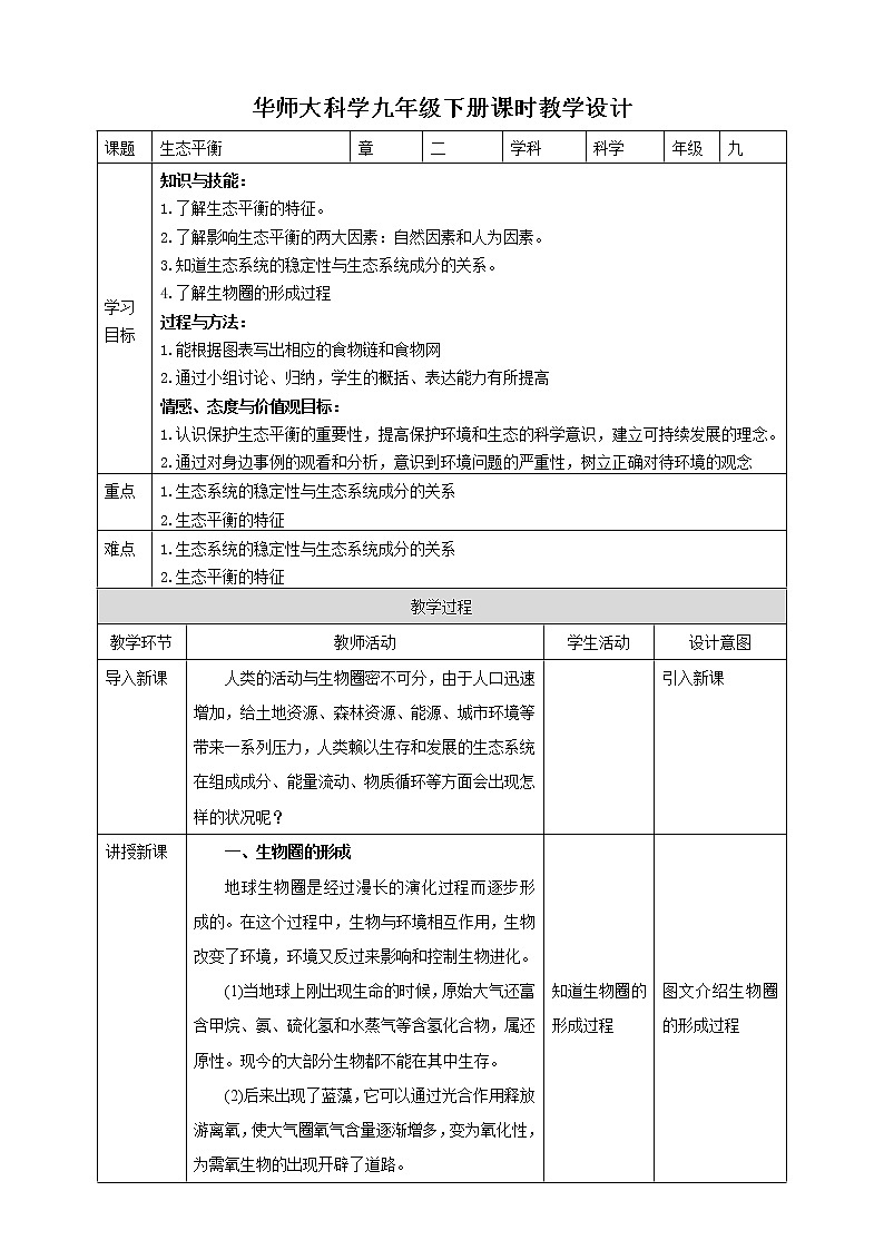 2.4生态平衡（课件+教案+导学案）01