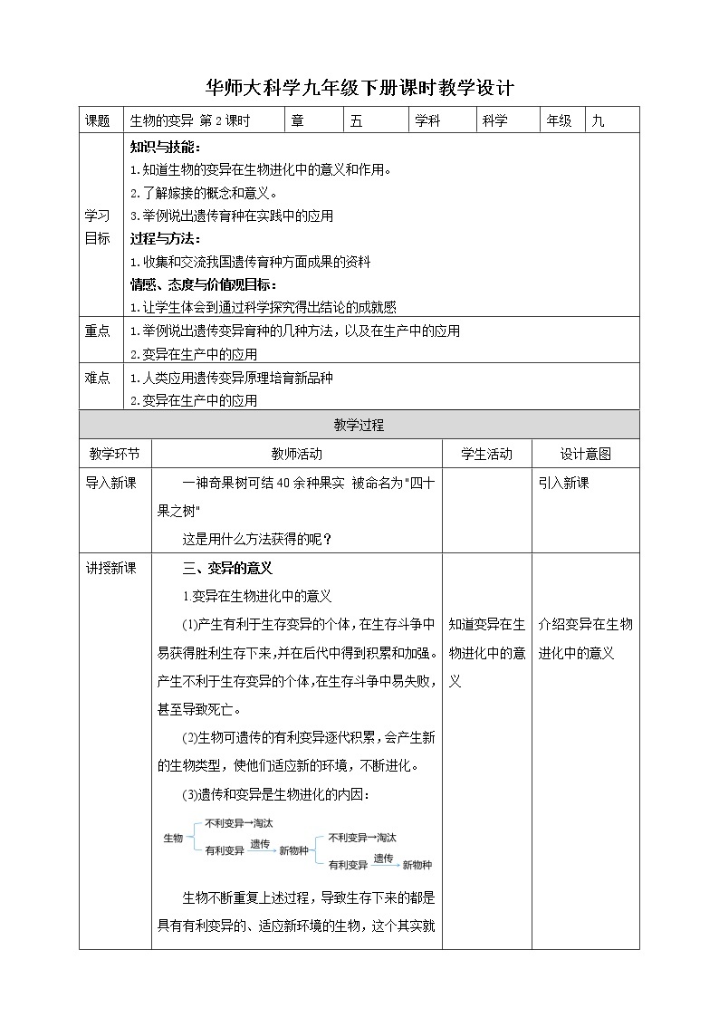 5.2.2生物的变异（课件+教案+导学案）01