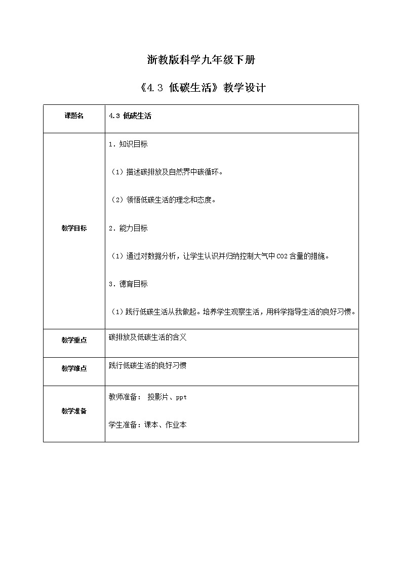 《4.3 低碳生活》课件+教案+练习01