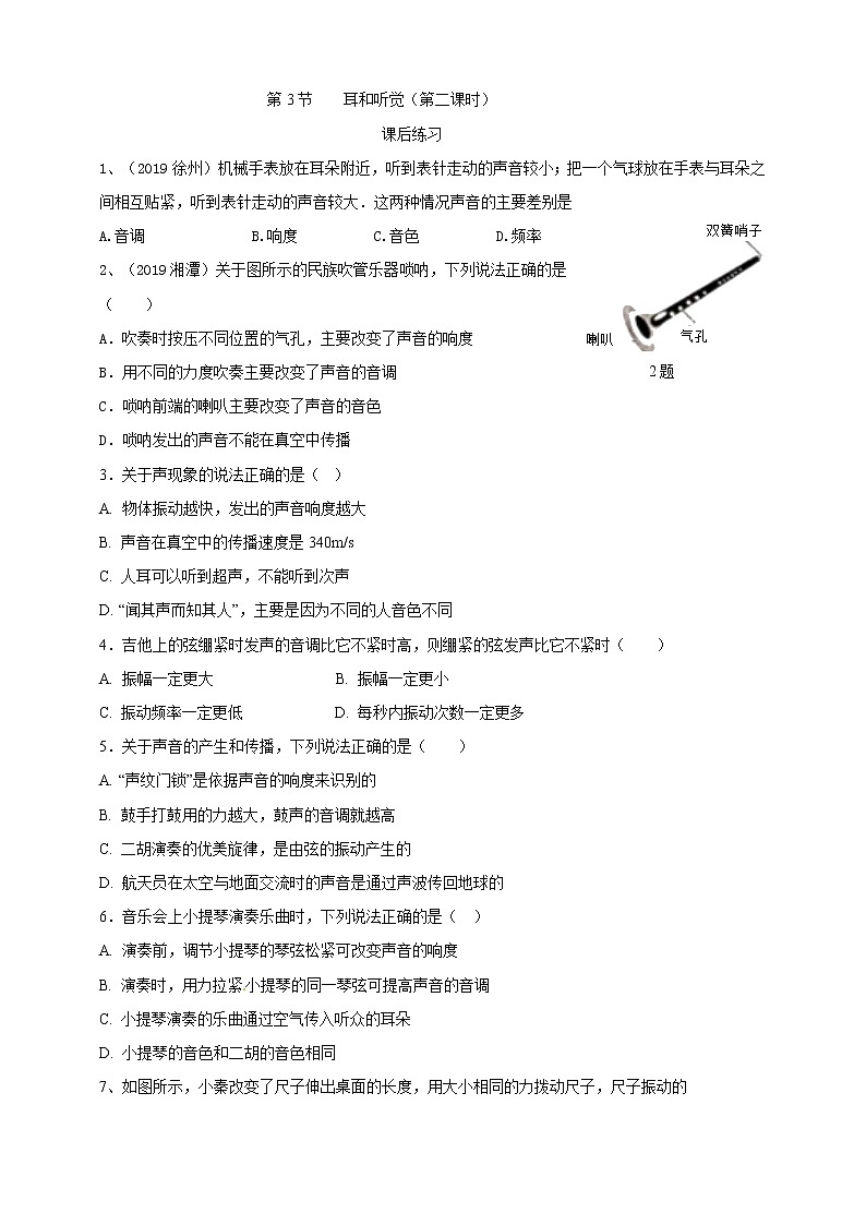 2.3耳和听觉 第二课时（课件+练习+精美视频）01