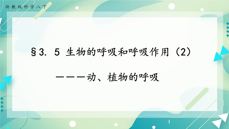 八下科学3.5生物的呼吸和呼吸作用 第2课时 课件+练习+视频01