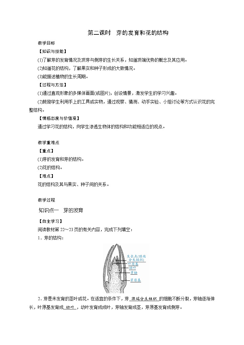 1.4 植物的一生 学案（2课时，含答案）01