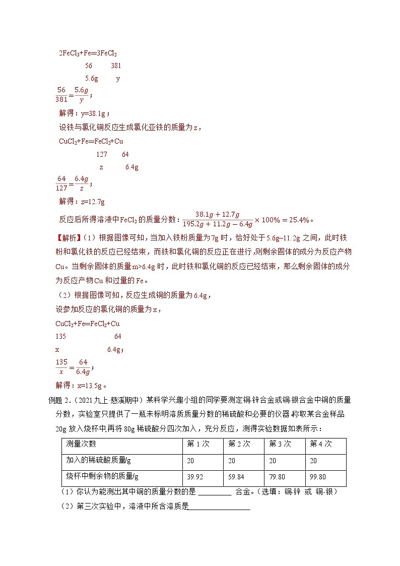 专题08 金属与酸反应计算-【赢在中考】中考科学二轮复习压轴题（浙江专用）02