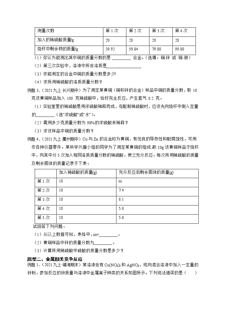 专题08 金属与酸反应计算-【赢在中考】中考科学二轮复习压轴题（浙江专用）02